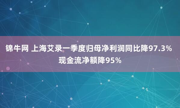 锦牛网 上海艾录一季度归母净利润同比降97.3% 现金流净额降95%